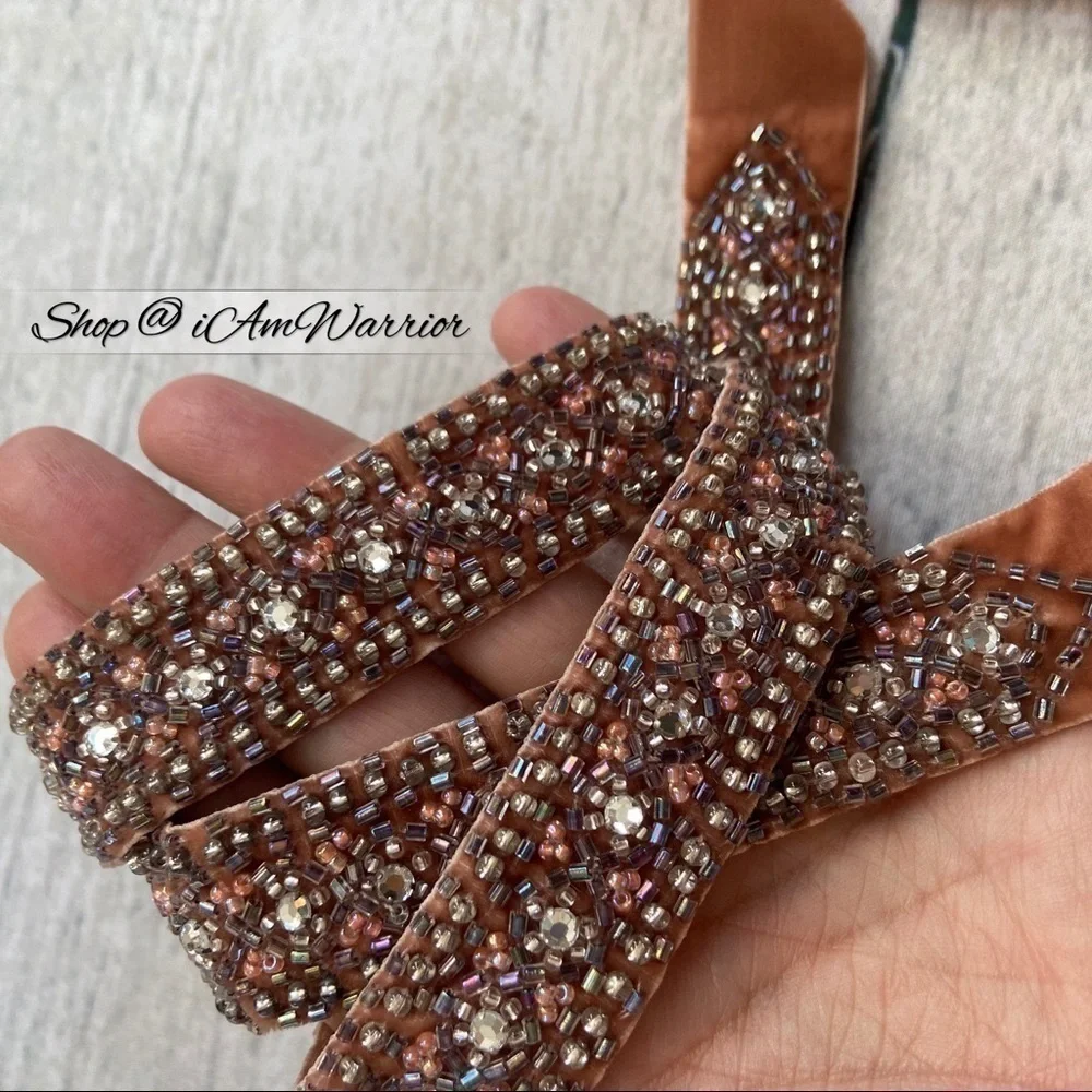 J.Crew NWOT beaded blush velvet sash belt *shop@iamwarrior